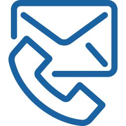 Symbol-Icon in Blau mit Telefonhörer und Briefumschlag, das für Kontaktaufnahme per Telefon oder E-Mail steht.
